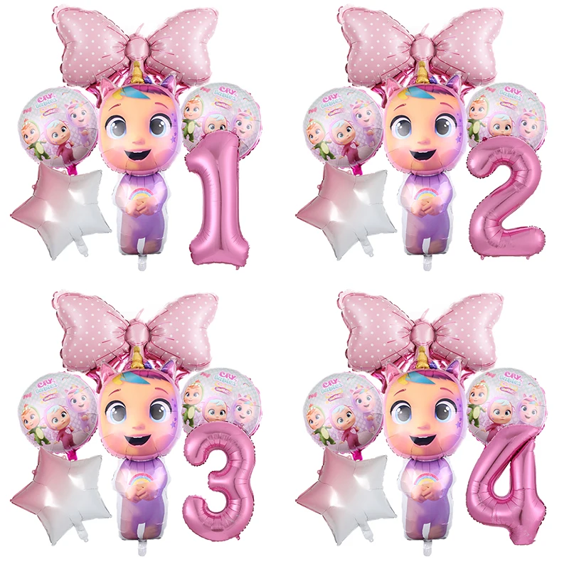 1 Set Cartoon Disney Cry Babies Party Balloons 32 Inch Number Balloons Baby Shower Birthday Party Decorations Kids Toy Gifts