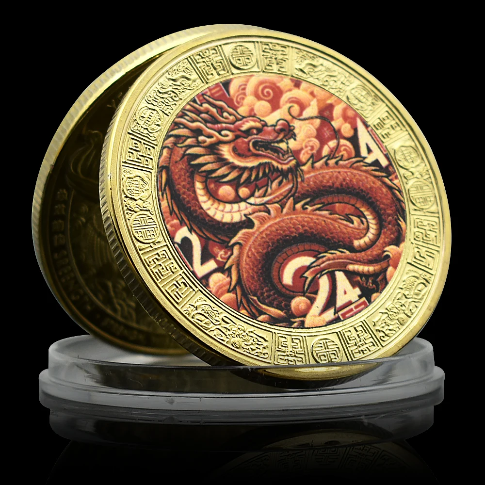 Памятная медаль китайского зодиака ко году дракона мифологические монеты с