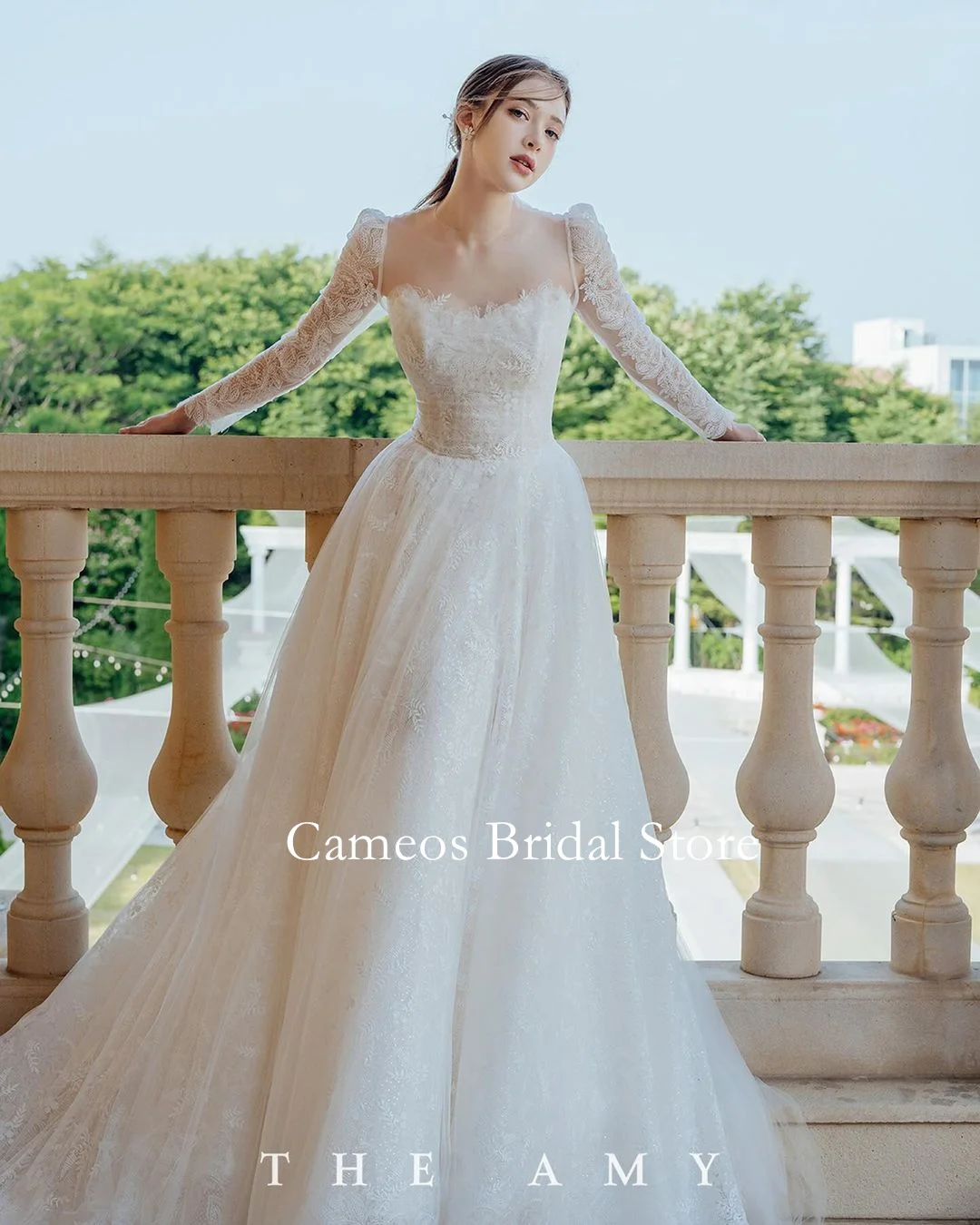 Женское свадебное платье с рюшами и длинным рукавом кружевом