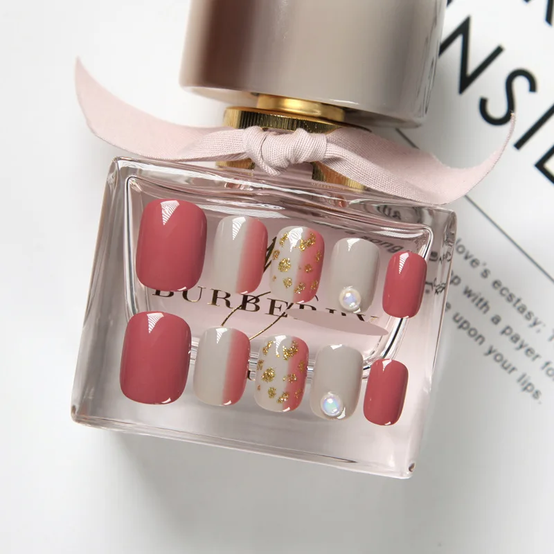 

24 шт./коробка светильник ственные ногти с клеем для девочек