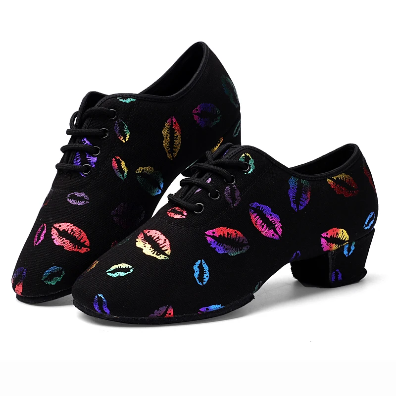 

BD-47 New Colorful Lips Sneakers Teacher Training Shoes Ballroom Fitness Ballet Latin Dance Shoes Children Woman