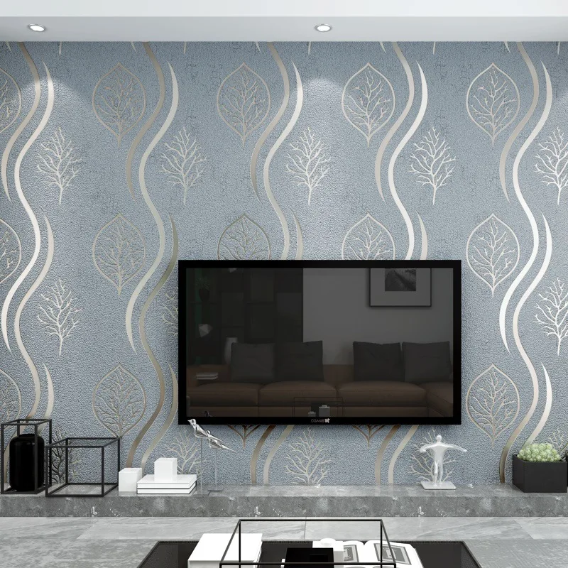 

Modern Simple Cool Elephant 3D Deerskin Velvet Striped Wallpaper TV Bedroom Warm Bedside Non-Woven Wallpaper