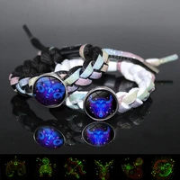 wg 1pc fashion twelve constellations luminous couple bracelet trend personality hand woven bracelet jewelry