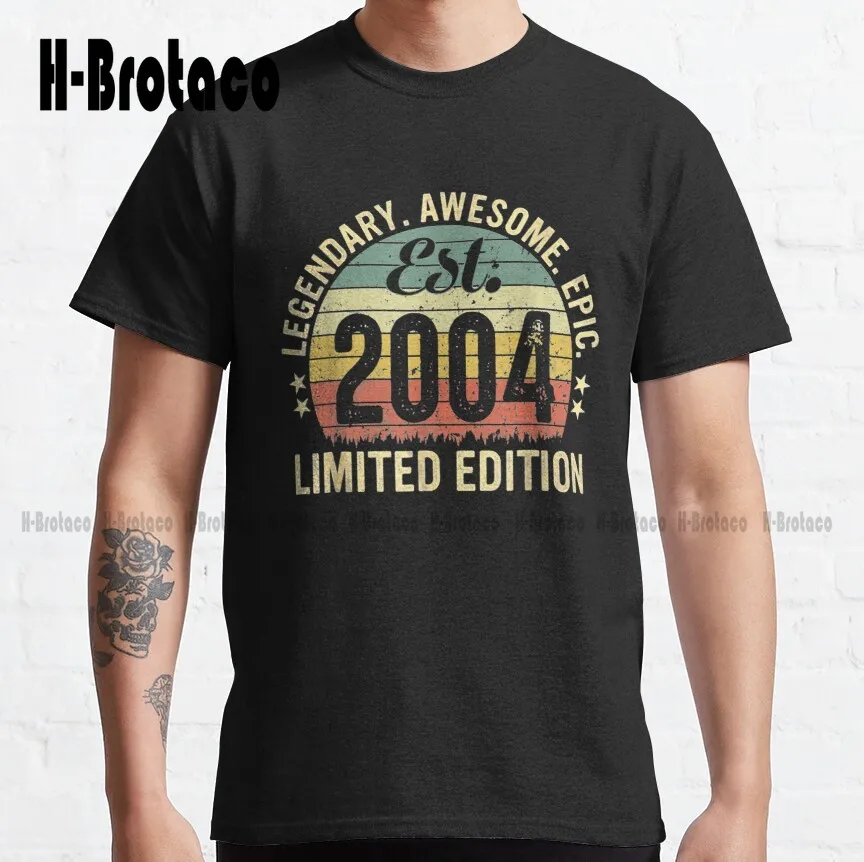 

Vintage Made In 2004 18 Year Old Gifts Retro 18Th Birthday Classic T-Shirt Shirt Dress Xs-5Xl Custom Gift Make Your Design