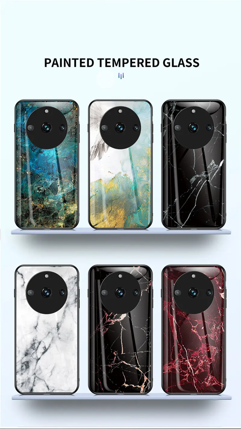 Мраморный чехол из закаленного стекла для Realme 11 Pro 5G RMX3771 противоударный