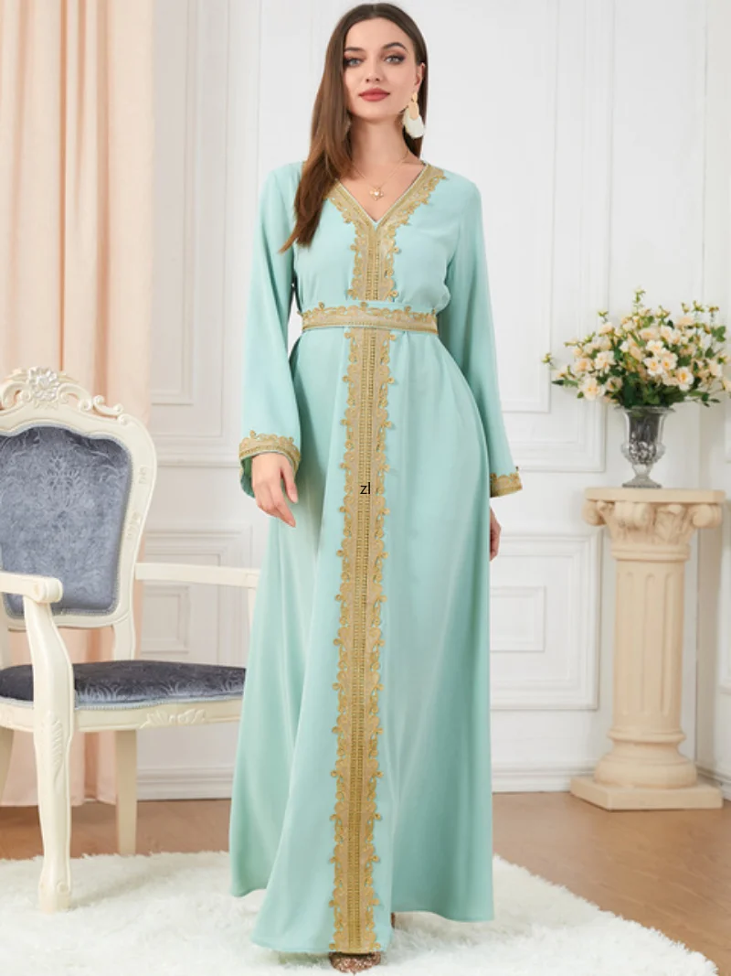 Arab Morocco Muslim Dress Abaya Women Embroidery Maxi Abayas Dubai Turkey Islam Kaftan Longue Musulmane Vestidos Largos 2022
