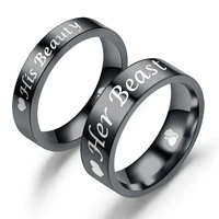 her beast his beaty couple rings men ring women ring stainless steel lovers ring signet ring jewelry accessories