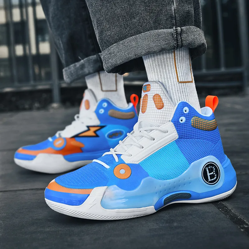 Trendy High-top Basketball Shoes For Men Breathable Cushion Durable Sport Shoes Women Platform Trainer Basketball Sneakers Men