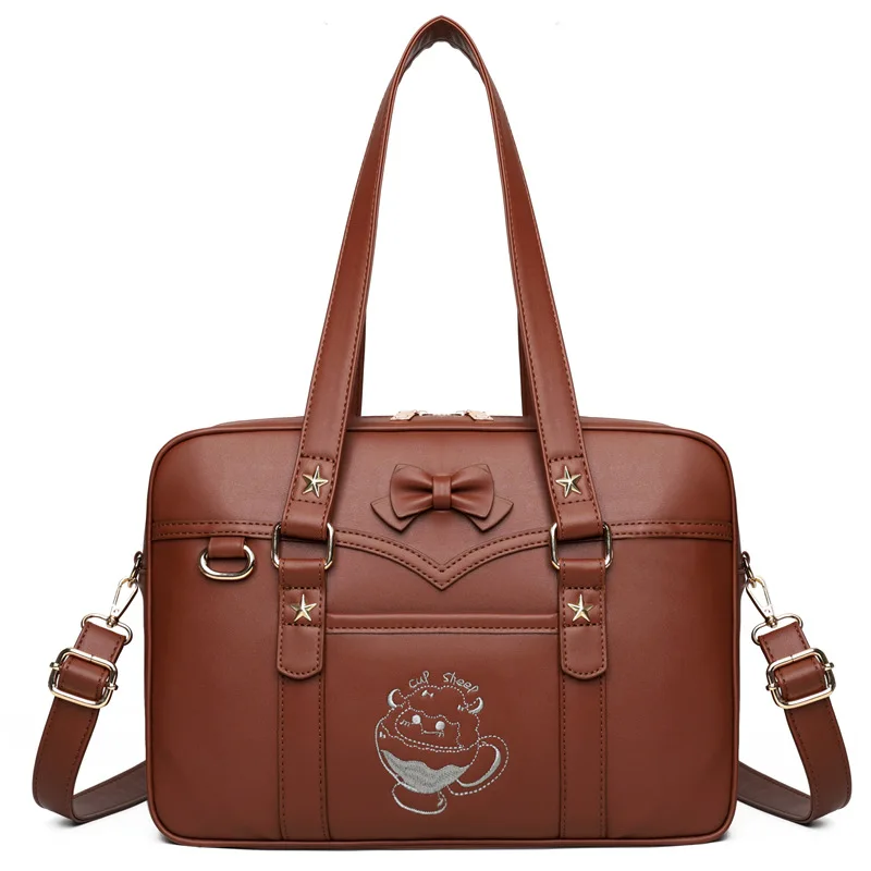 MBTI JK Embroidery Womens Shoulder Bag Kawaii Sheep Pattern Lolita Handbag for Girls Japanese Style Contrast Color Messenger Bag