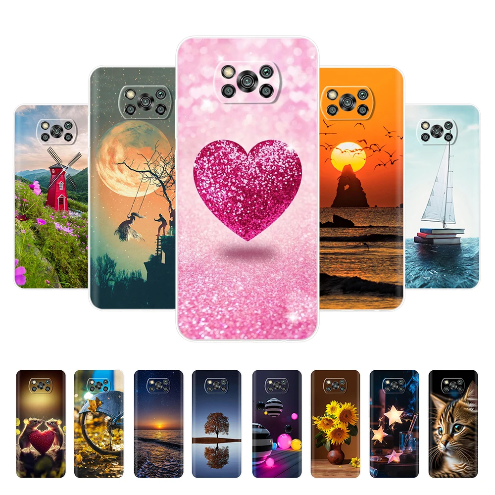 Чехол для Xiaom Poco X3 мягкий чехол из ТПУ с изображением цветов