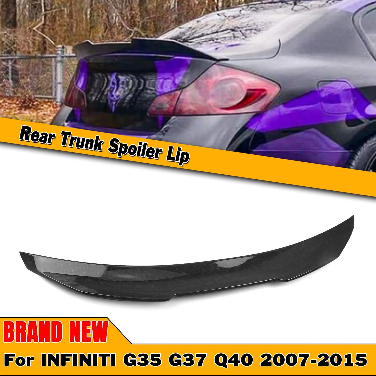 

For Infiniti G37 G25 Q40 2007-2015 Sedan 4 Door Rear Trunk Lid Spoiler Wing Splitter Lip Forged Carbon Fiber Look Car Flap Trim