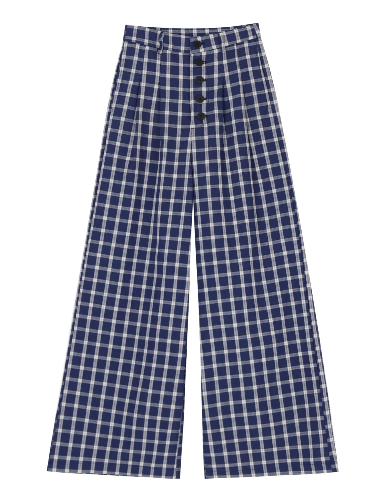 Брюки ZHISILAO женские в клетку повседневные свободные прямые штаны пол с завышенной