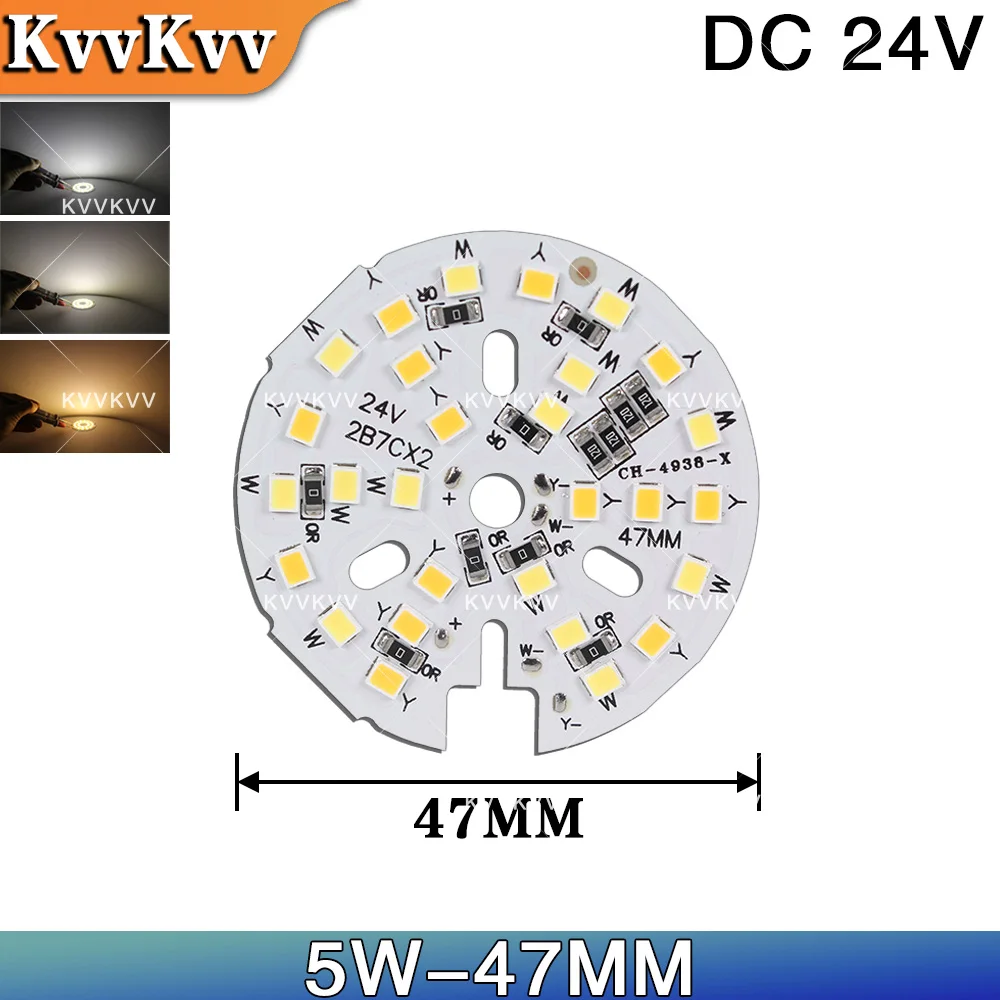 Фото Светодиодная плата DC24V SMD2835 3W 5W 10W 15W, белый/теплый белый свет, 48 мм, круглая, модуль PCB, источник света для DIY-светильников, точечных светильников, ламп. №3