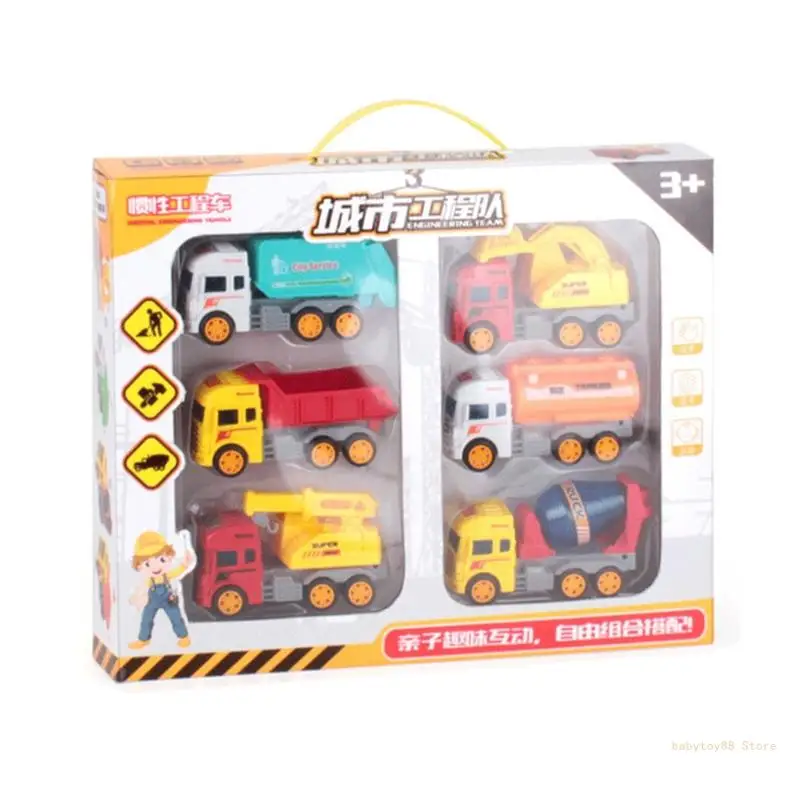 

Y4UD 6 шт. городские строительные игрушечные грузовики для дошкольного детского сада с законом о трении
