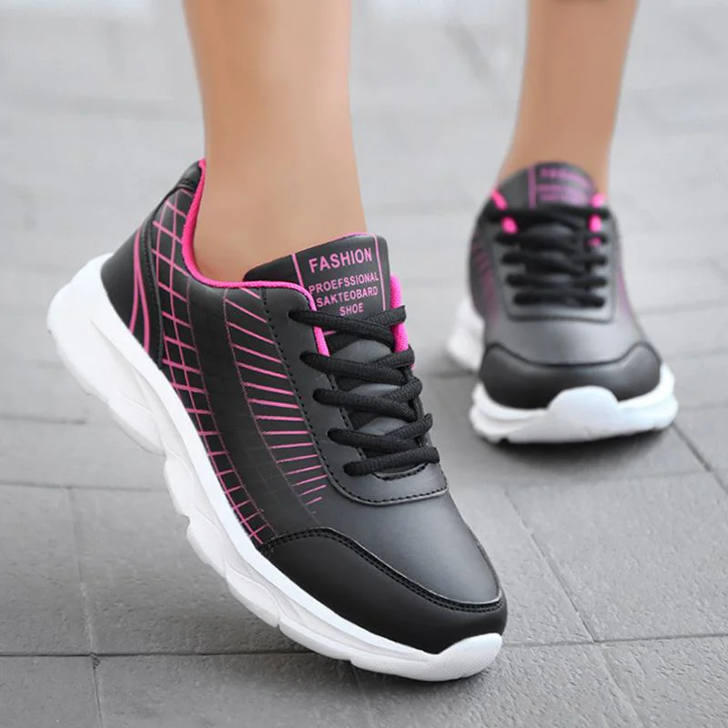 

Sneakers Women Fashion Lace Up Ladies Vulcanized Shoes Walking Sneakers For Women Breathable Soft Female Footwear Tenis Feminino