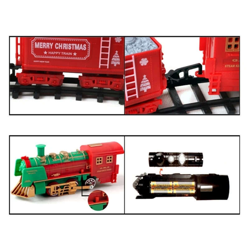 Электрический поезд для детей, игрушка на батарейках, Рождественский поезд с подсветильник кой и звуком, диаметр 31 дюйма, круглая дорожка, п...