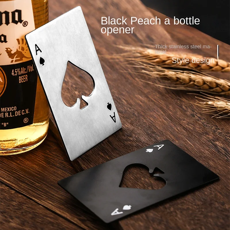 

Black Peach a Card Bottle Opener Creative Playing Card Shape Stainless Steel Home Tools Bottle Lifting Device Beer Screwdriver