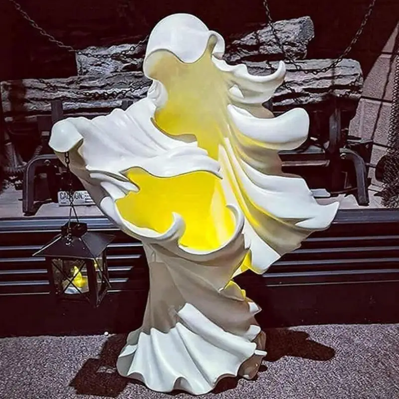 

Статуя ведьмы на Хэллоуин, скульптура Призрака с фонариком, ад, мессенджер, страшные полимерные поделки, Хэллоуин, искусственный фонарь для домашнего декора