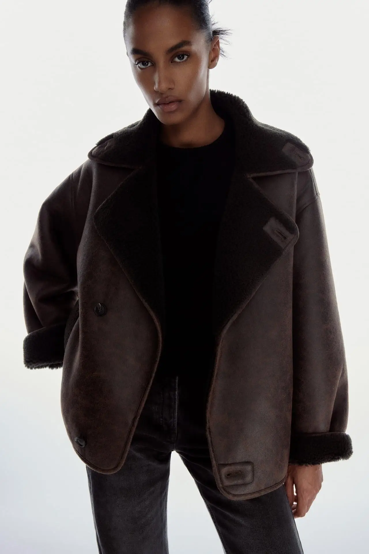 2023 New Winter Coats Women Thick Faux Leather Fur Sheepskin Coat Female Fur Leather Jacket Aviator Jacket Casaco Feminino trf
