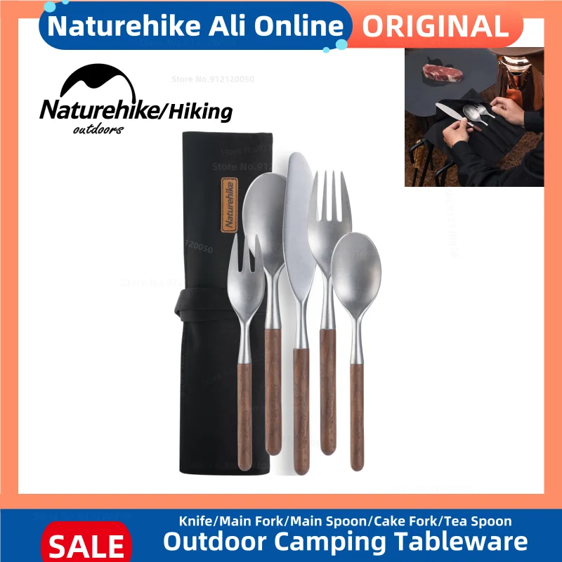 

Naturehike New Knife Fork Spoon Outdoor Camping Tableware Stainless Steel Wooden Kitchen Set Ultralight For Picnic BBQ NH20CJ014