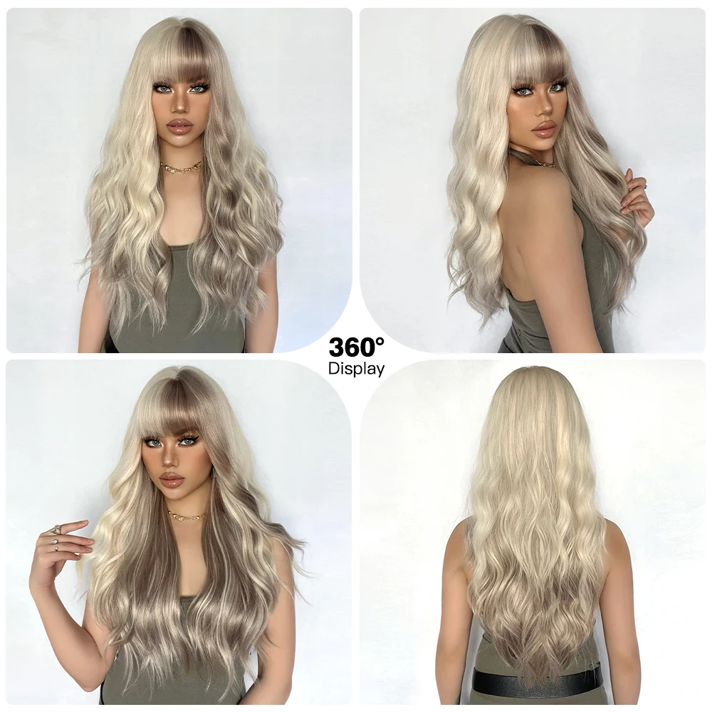 Длинные вьющиеся серые пепепельные светлые волнистые синтетические парики с
