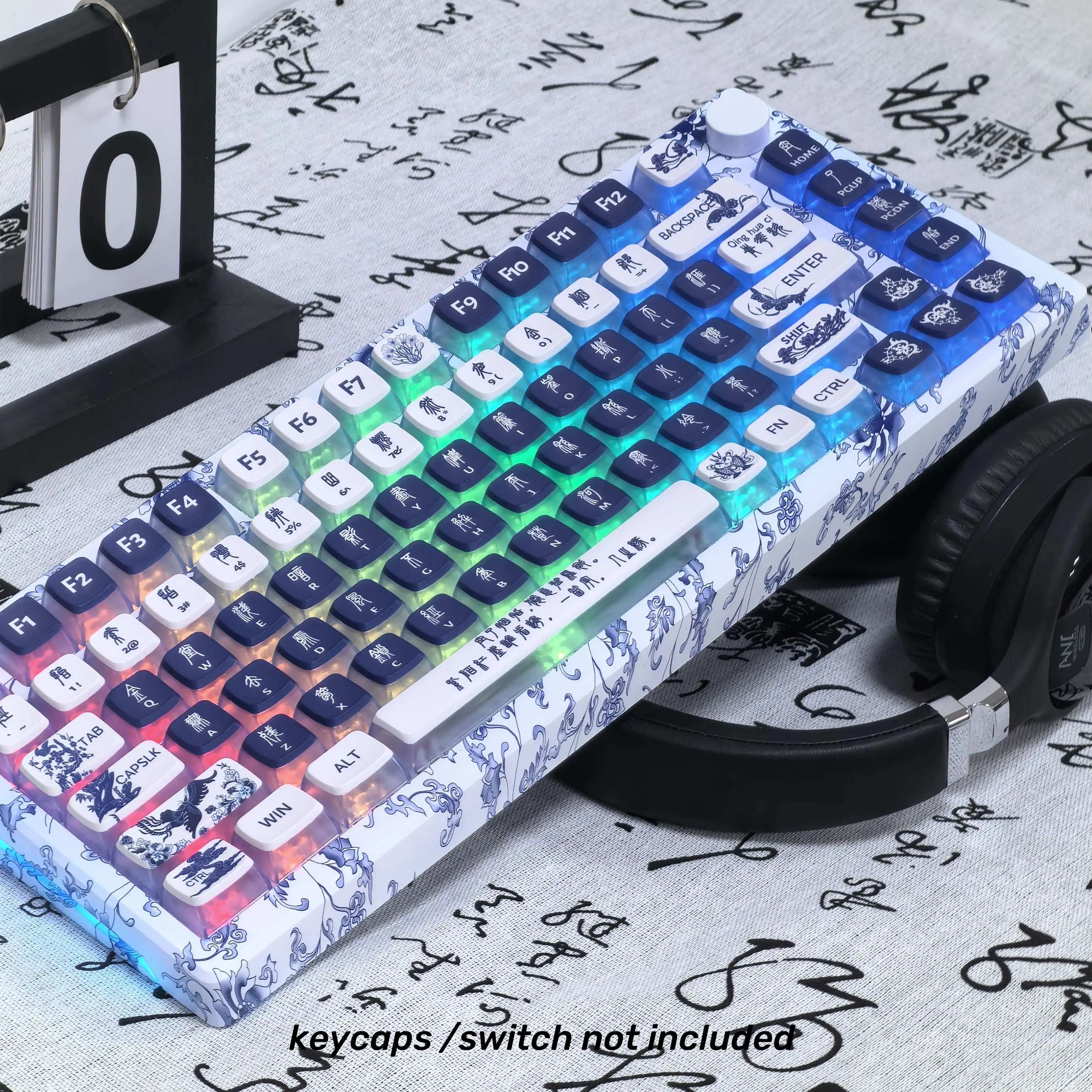 MAIMOOO сине-белая фарфоровая клавиатура MLK75 75% Комплект клавиатуры Hotswap RGB с