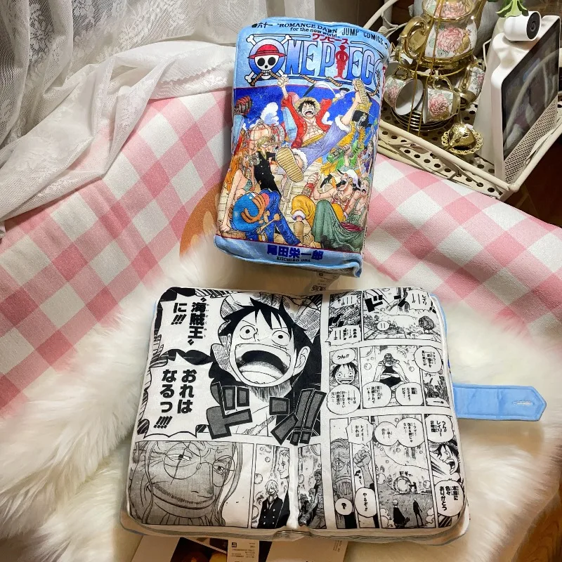 Фото Мягкая плюшевая подушка-книга по манге One Piece с принтом обложки и внутренних страниц с Луффи, подарок для фанатов аниме, декор для комнаты №2