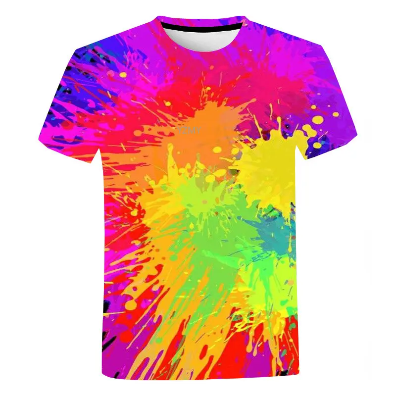 

New men's and women's summer casual short-sleeved fashion Paint Splatter tie-dye 3D printed T-shirt Hipster shirt top