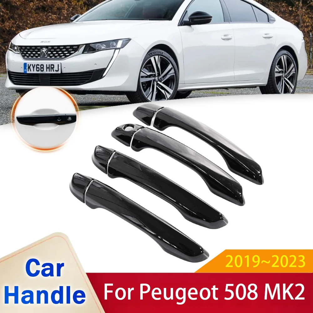 

for Peugeot 508 MK2 R83 2019 2020 2021 2022 2023 Car Gloss Black Chrome Door Handle Cover Trim Auto Accessories Style Stickers