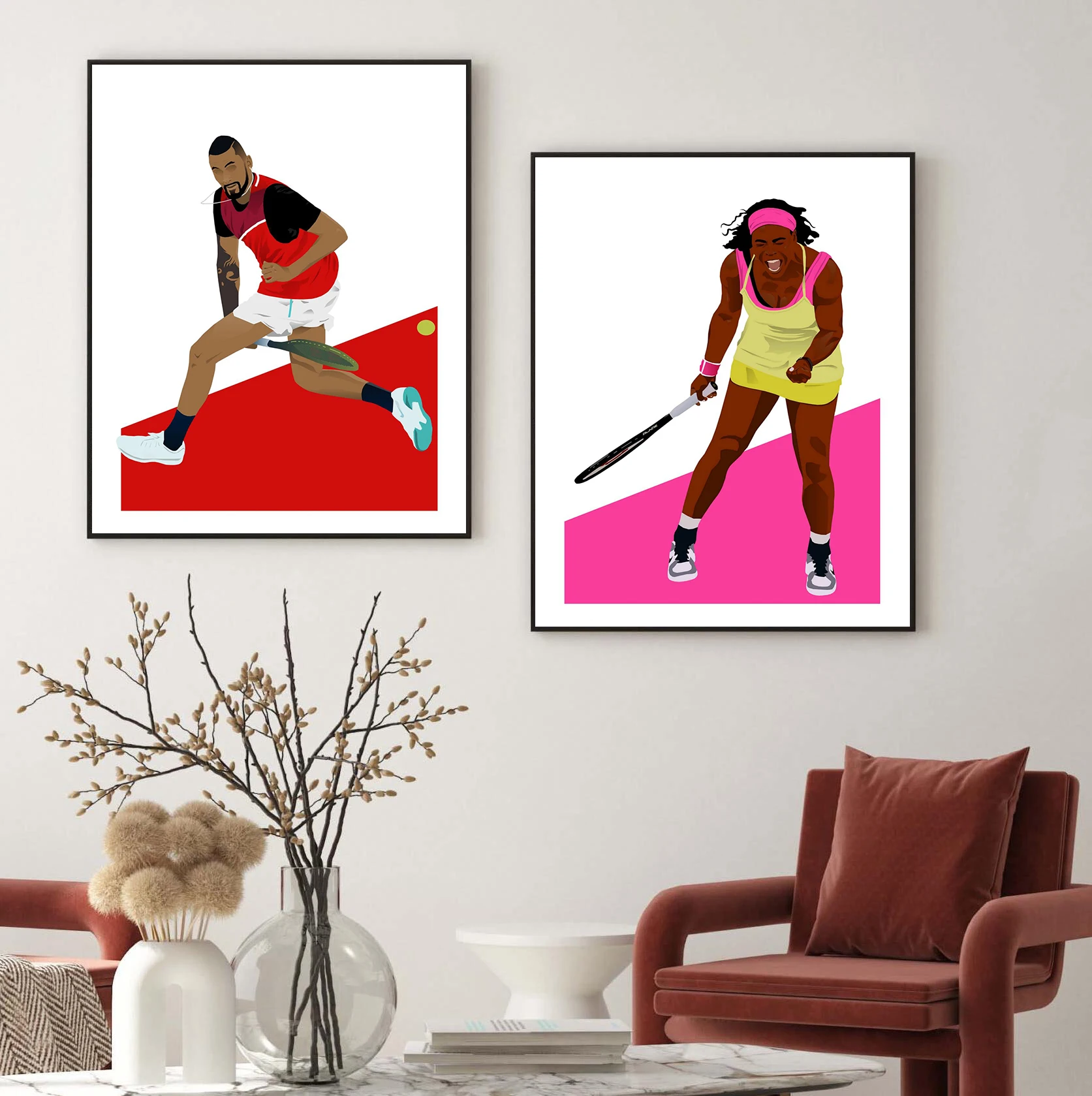 Современный скандинавский минималистичный теннисист мультяшная иллюстрация