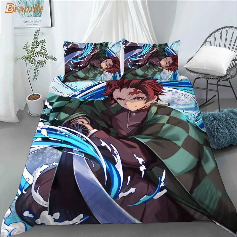 

Kamado Tanjirou /Tomioka Giyuu/Kanao Tsuyuri Kimetsu No Yaiba 1 Duvet Cover 2 Pillowcases Polyester Fabric Bedding Duvet Cover