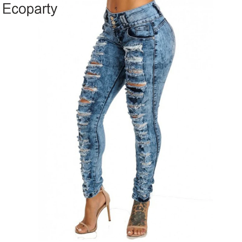 

Новинка 2023, женские эластичные брюки-карандаш с высокой талией, весна-осень, Модные узкие джинсы с дырками, повседневные сексуальные женские брюки с вырезами