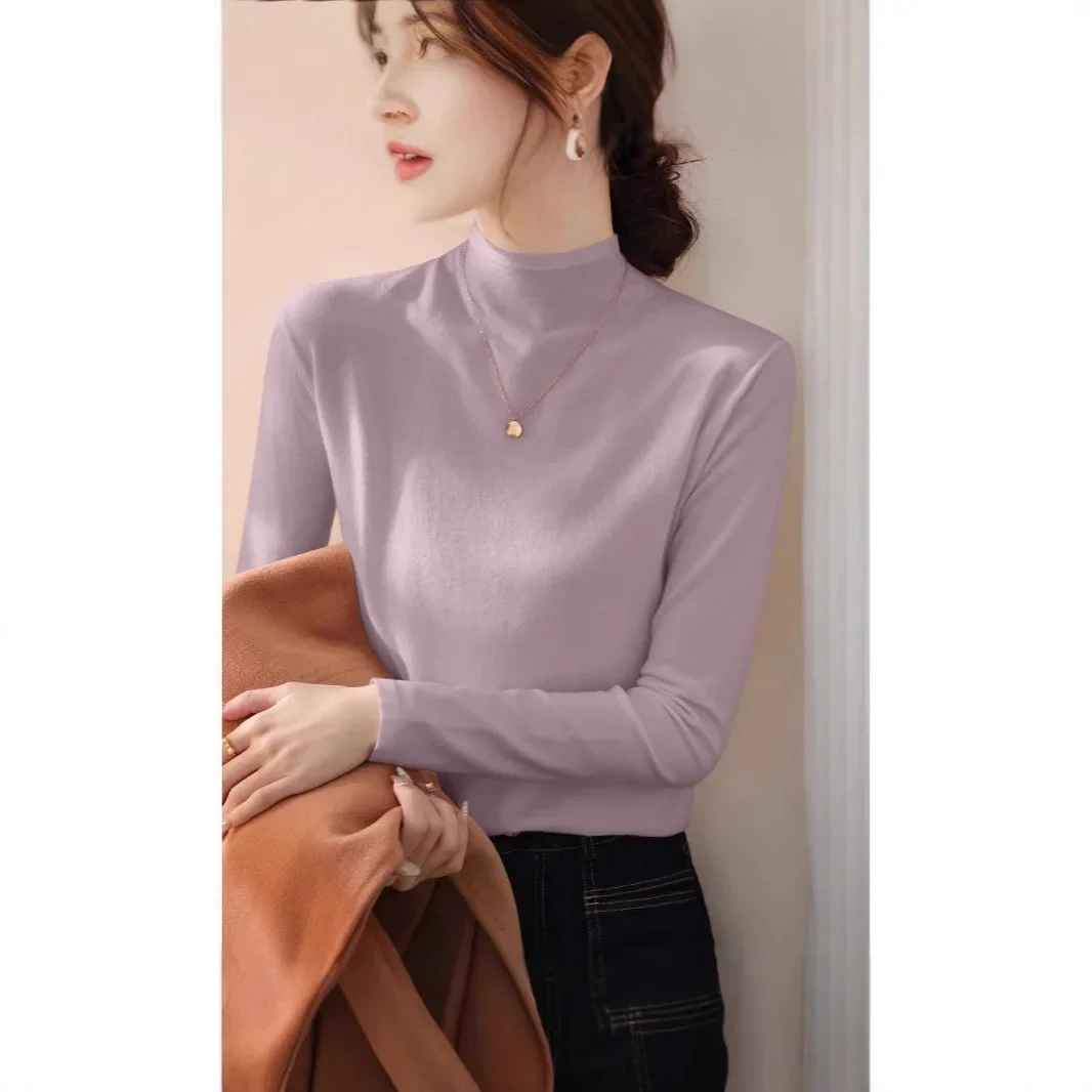 Корейский стиль полуполо/черепашковый воротник белая основа женский