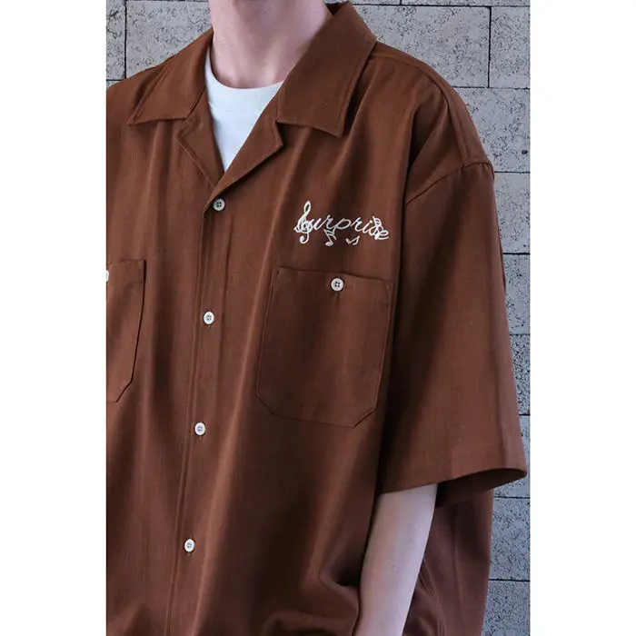 

Music Pattern Vintage Cuban Collar Men Shirt Women Cola Life New Embroidery American Retro Loose Button Up Shirt Top Summer 2022