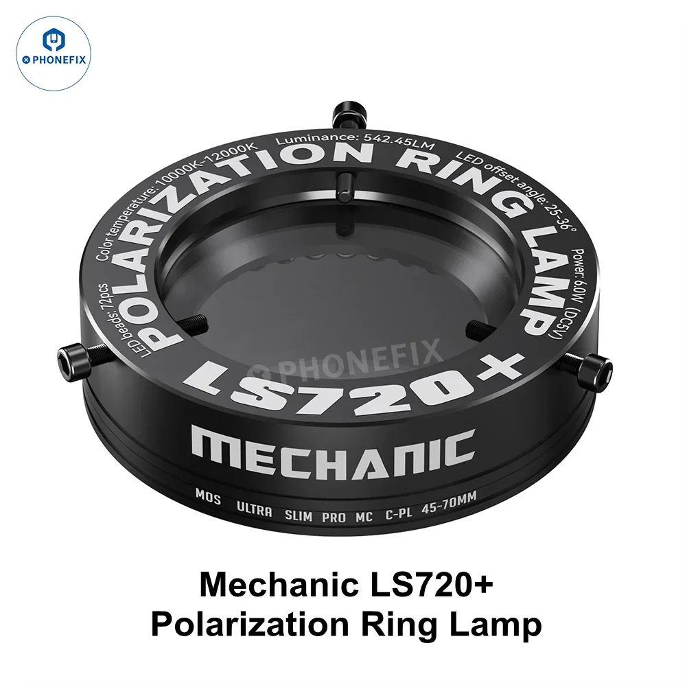 

Кольцевой светильник для микроскопа Mechanic LS720+, поляризационная кольцевая лампа, регулируемый 72-светодиодный кольцевой светильник для большинства стереомикроскопов