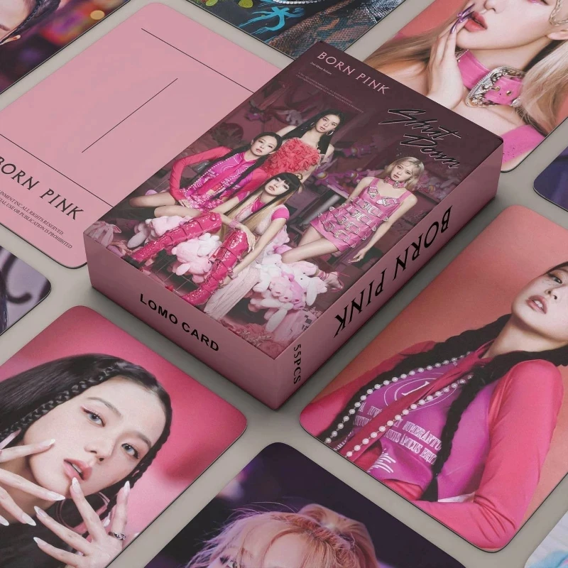 

Kpop Black and Pink Album BORN PINK Photocards JISOO JENNIE LISA ROSE Collectible LOMO Card Set
