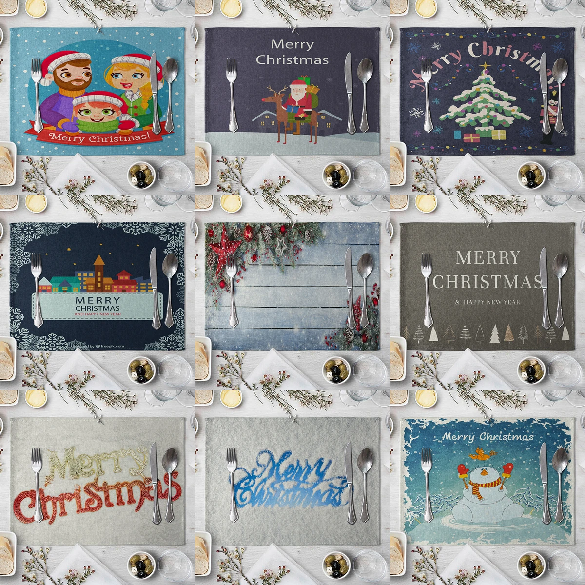 

Рождественская модная подстилка ZHENHE с благословениями, хлопковые льняные тканевые коврики для стола, семейная столовая посуда, кухонный ко...