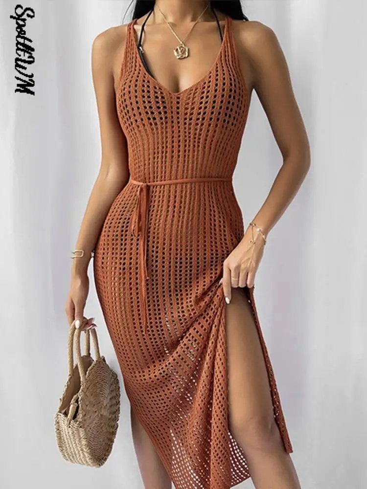 

Sexy Hollow Fishnet Mesh Maxi Dresses For Women 2022 Party Club See Through Bodycon Long Dresses Summer Beach Holiday Outfits