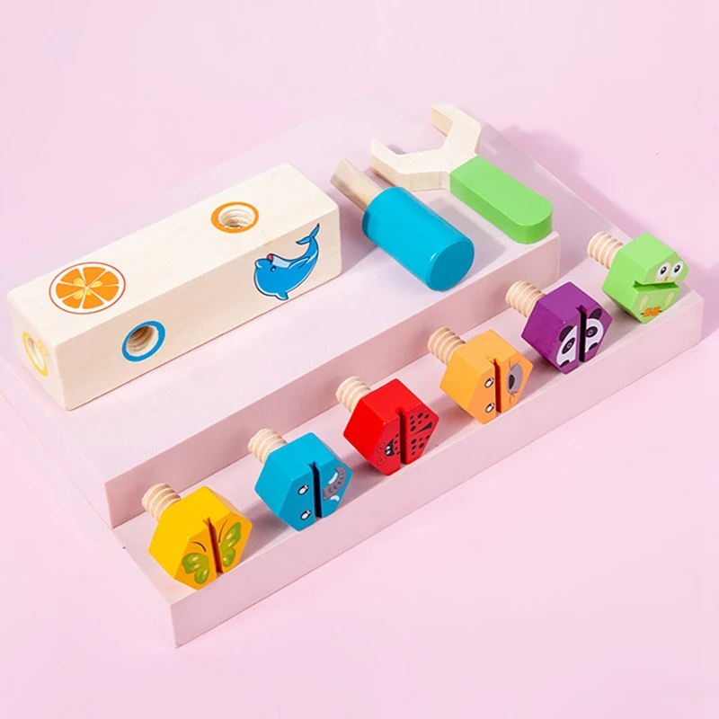 Детская многоцветная игра набор деревянных инструментов игрушка винтовой блок