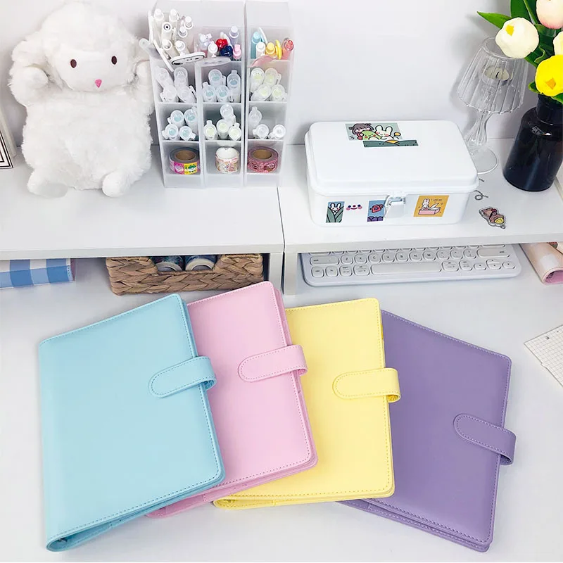 

NEW Macaroon Color A6/A5 PU Leather DIY Binder Notebook Cover Diary Agenda Planner Paper Cover School Stationery