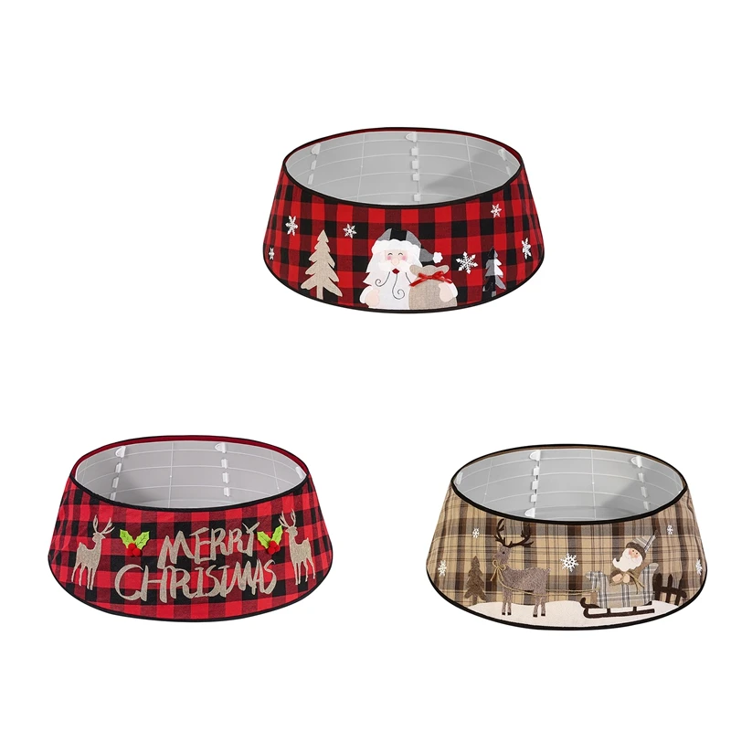 

Snowflake Deer Christmas Tree Skirt Embroidered Carpet Merry Christmas Tree Decorations Ornament New Year Decor