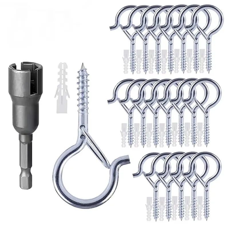 

10 шт./20 шт. крючки для вешалок с защитной пряжкой, ветрозащитные винтовые крючки для подвешивания уличных гирлянд, потолочные крючки, садовые растения