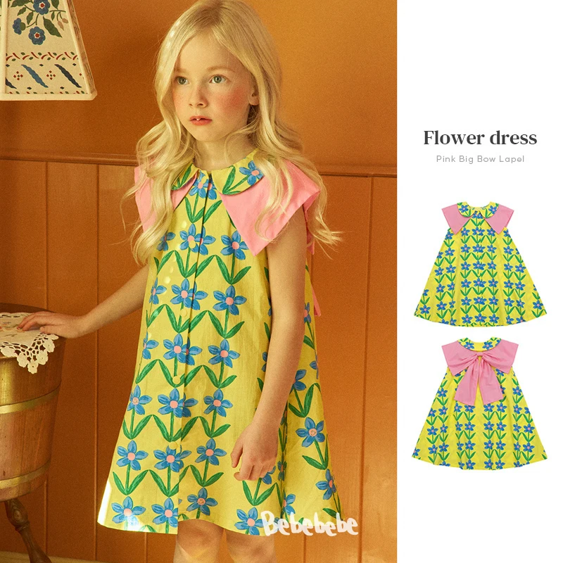 

Kids Dress Cute Floral Girl Dress 2022 Summer Korea Style Cotton Dresses for Little Girls Princess Dress Summer Girls Clothes