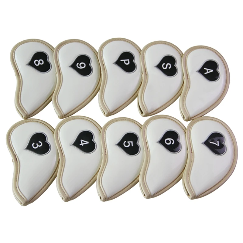 

10Pcs PU Irons Golf Head Cover Golf Iron Club Putter Headcover 3-P Golf Club Covers Protection