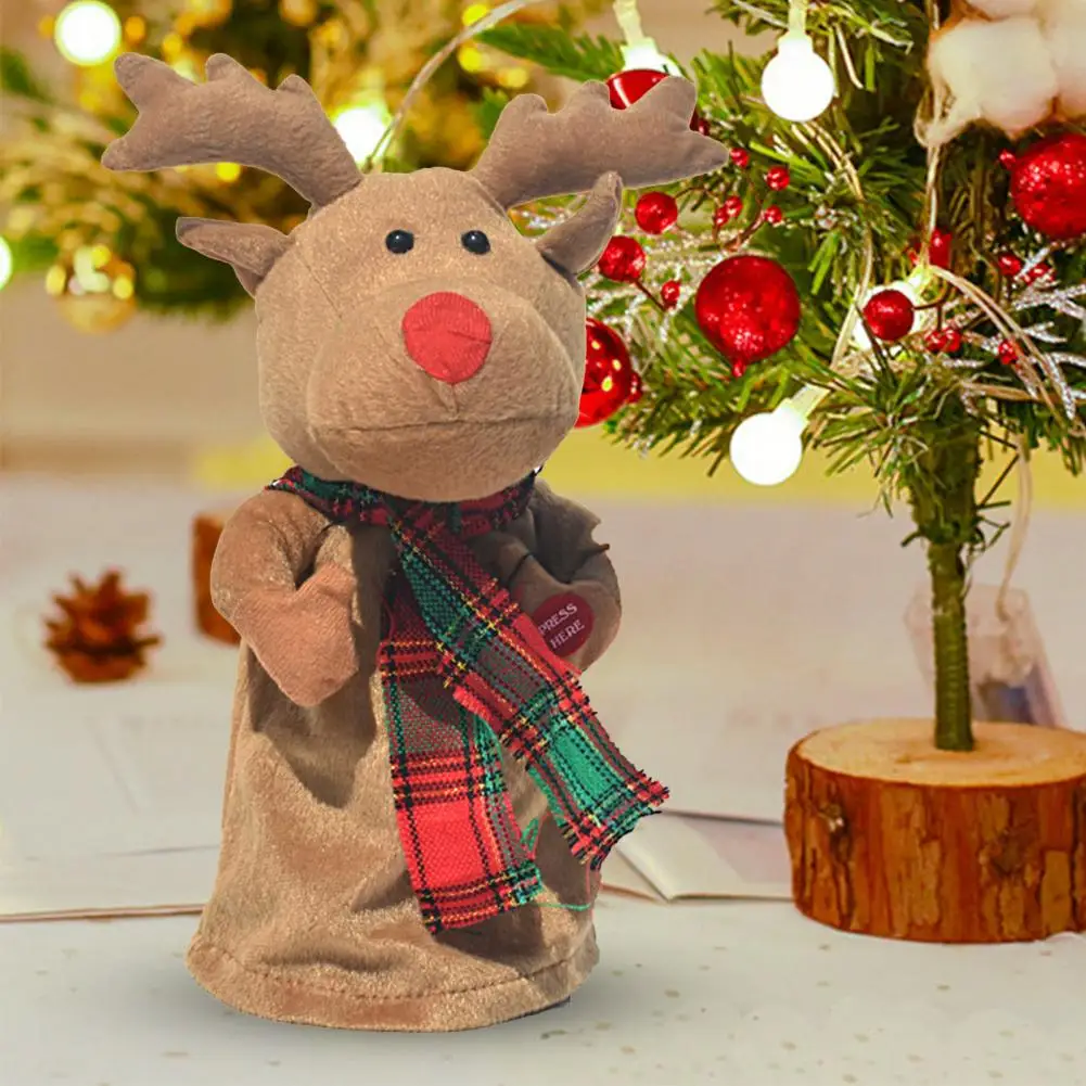 

Christmas Deer Ornaments Beautifully Soft Nerdy Electric Music Elk Doll Handmade Christmas Music Doll for Festival Party