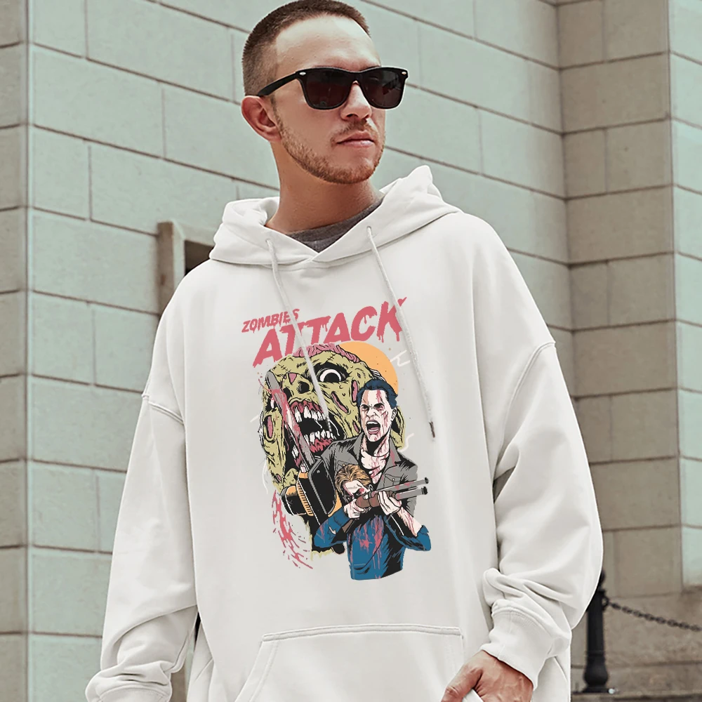 

Zombies Attack Bloody Awful Prints Cotton Hoodie For Men All-math Creativity Fashion Tops Vintage Street Clothing Mans Pullover