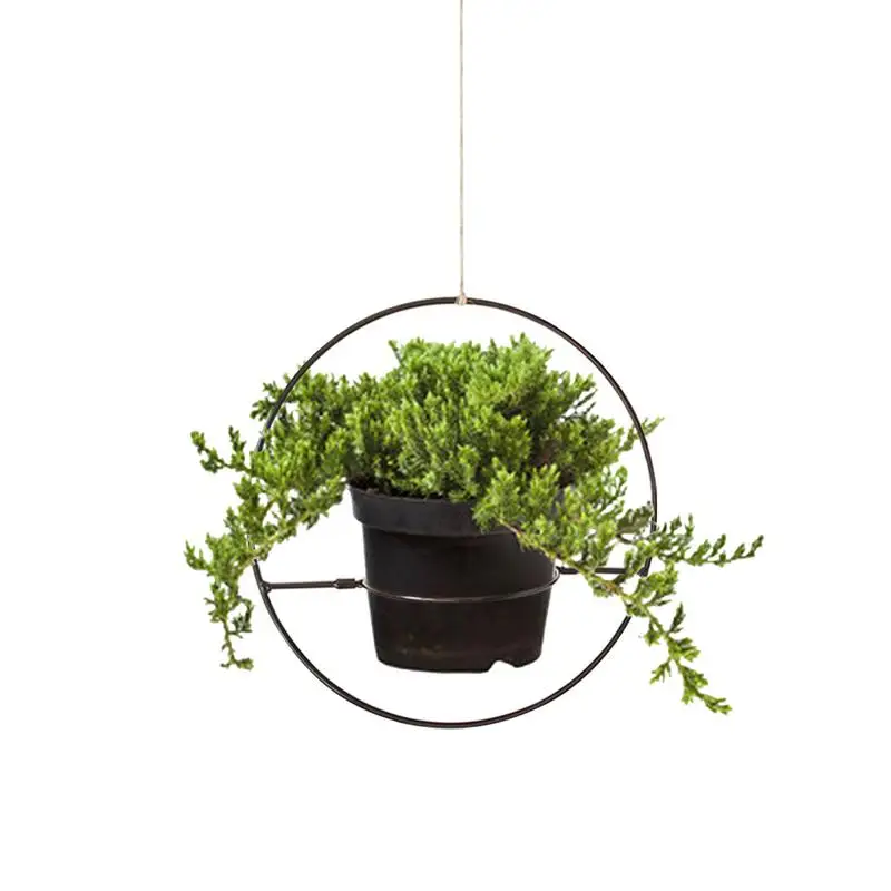 

Посадочная корзина, современная вешалка для растений, комнатная круглая черная металлическая Цветочная фотография, Минималистичная стена ...