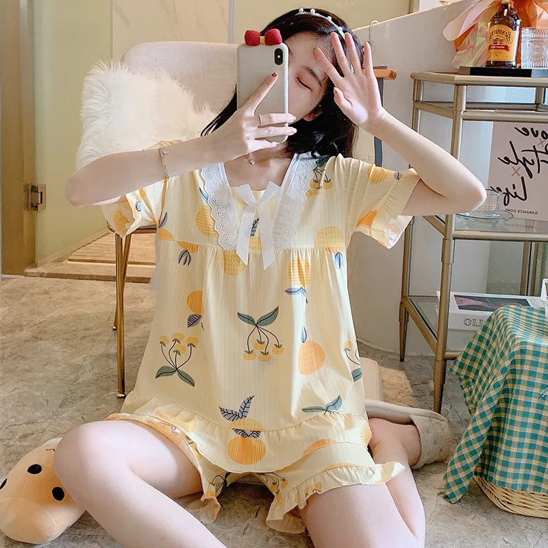 

Women's Summer Plus Size Pajamas Short Sleeve Shorts Plaid Strawberry Pattern Sweet Girly Homewear Set