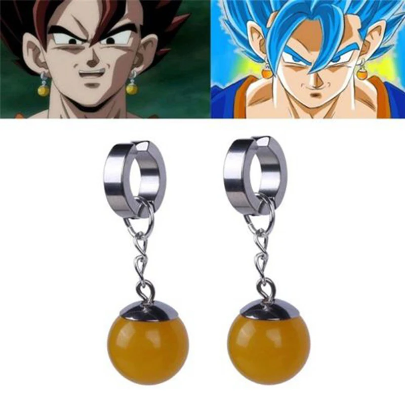 1Pair Anime Dragon Ball Z Potara Earrings Vegetto Son Goku Zamasu Super Saiyan Fit Ear Clip For Women Men Jewelry