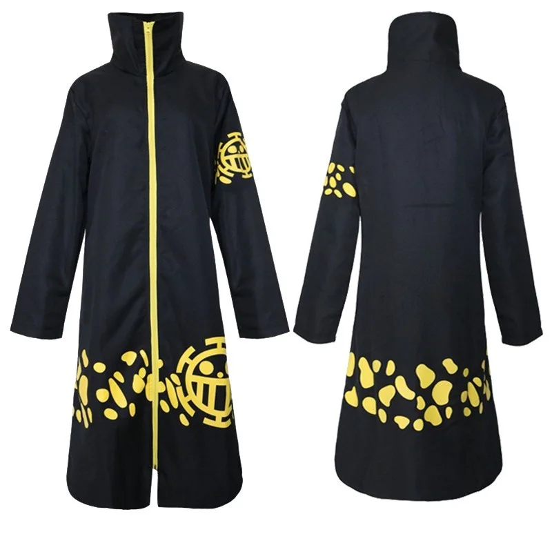 

Anime One Piece Cosplay Costumes Trafalgar D Water Law Black Cloak Adult Halloween Party Performance Coat Windbreaker Jacket